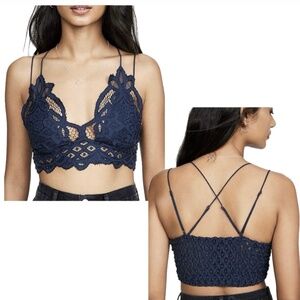 Free People Adella Bralette, Navy Blue, Sz Medium (NWT)